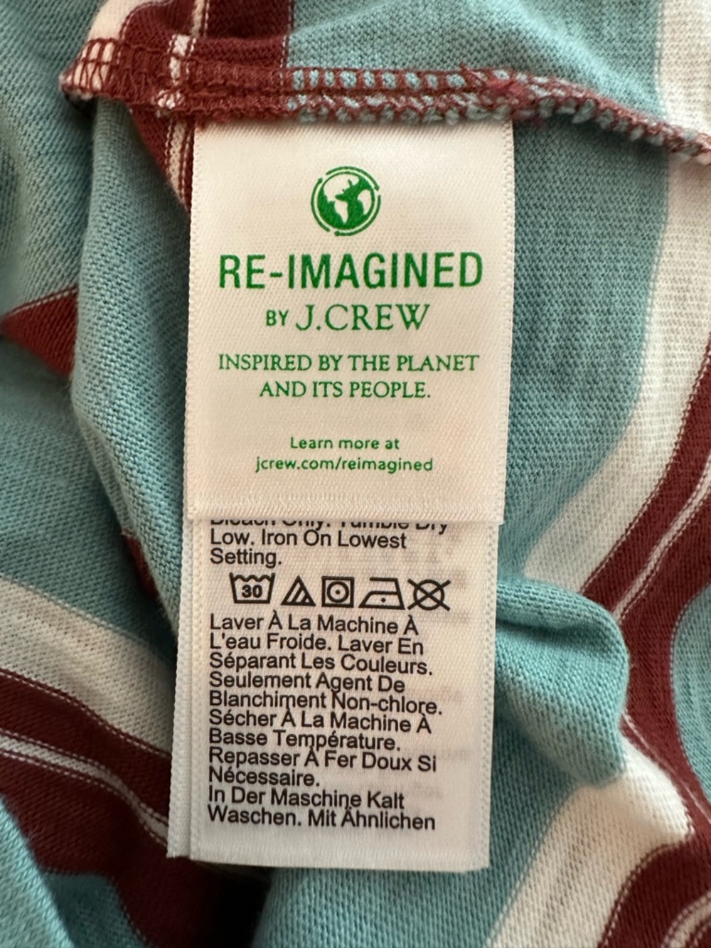 J. Crew CrewCuts Boys' Teal, Maroon & White Striped Long Sleeve Tee - Picture 7 of 7